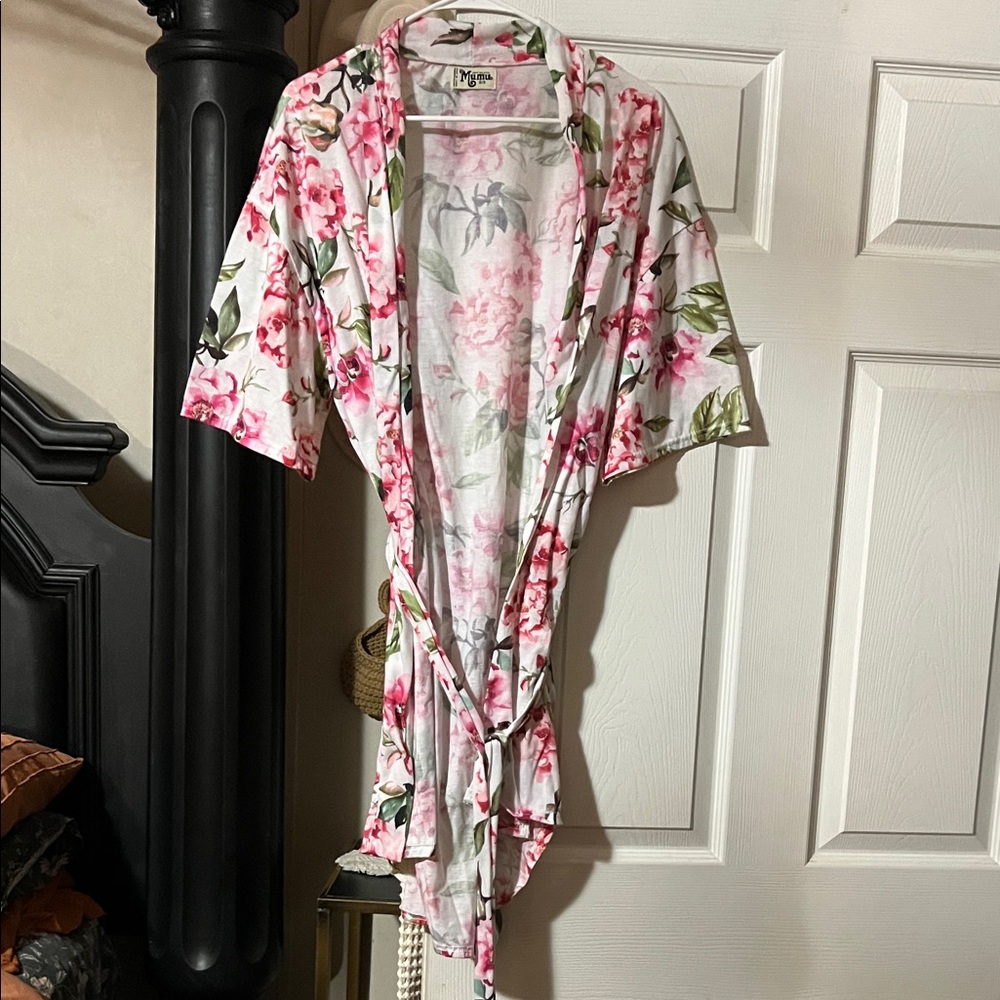 Show Me Your MuMu Pink and Green Floral Robe